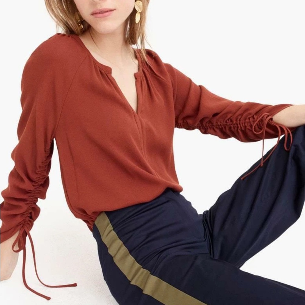 NWT J. Crew Point Sur Rust V-Neck Blouse